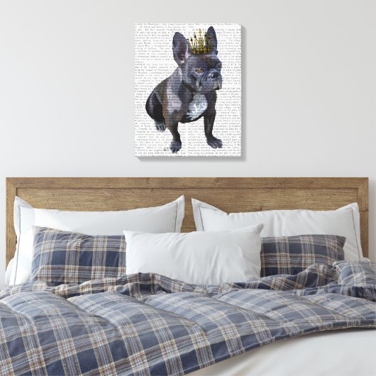 Franse Bulldog King Canvas Afdruk (Insitu (Slaapkamer))