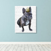 Franse Bulldog King Canvas Afdruk (Insitu (Houten vloer))