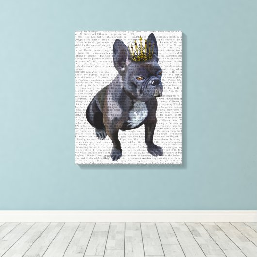 Franse Bulldog King Canvas Afdruk (Insitu (Houten vloer))