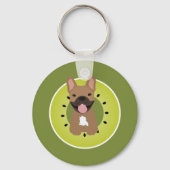 Franse Bulldog Kiwi Fruit Sleutelhanger (Voorkant)