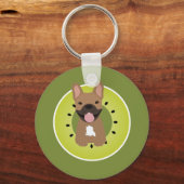 Franse Bulldog Kiwi Fruit Sleutelhanger (Voorkant)