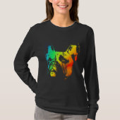 Franse Bulldog Kleurrijke Regenboog Retro T-shirt (Voorkant)