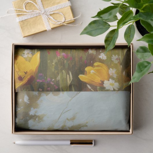 Franse Bulldog Kleurrijke Wildflower Field Decoupa Tissuepapier (Geschenk)