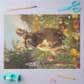Franse Bulldog Kleurrijke Wildflower Field Decoupa Tissuepapier (Craft)