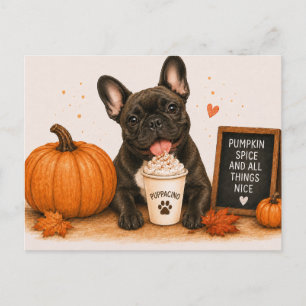 Franse Bulldog Knus Pompoen Specerijen Puppaccino Briefkaart