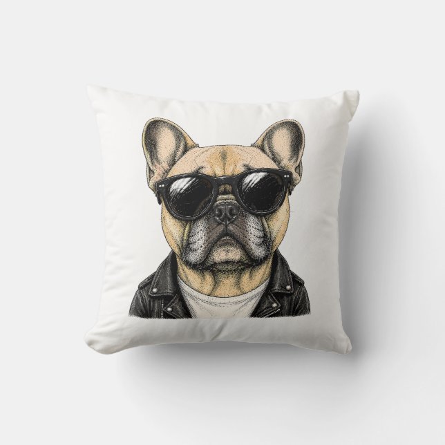 Franse Bulldog Koele Hond Grafisch Kussen (Voorkant)