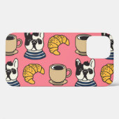 Franse bulldog, koffie, croissant thema. Case-Mate iPhone case (Achterkant (horizontaal))