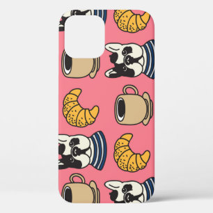 Franse bulldog, koffie, croissant thema. Case-Mate iPhone case