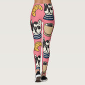 Franse bulldog, koffie, croissant thema. leggings (Achterkant)