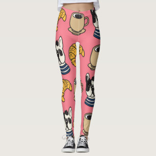 Franse bulldog, koffie, croissant thema. leggings