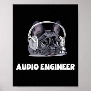 Franse Bulldog Koptelefoon- Voor Beste Franse Papa Poster