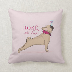 Franse Bulldog Kussen Rosé de hele dag