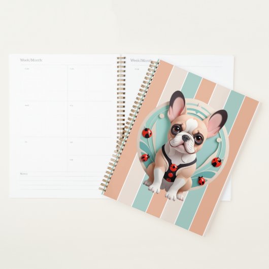 Franse Bulldog Ladybug Pastel Papier Snijkunst Planner (Display)