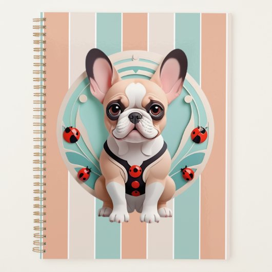 Franse Bulldog Ladybug Pastel Papier Snijkunst Planner (Voorkant)