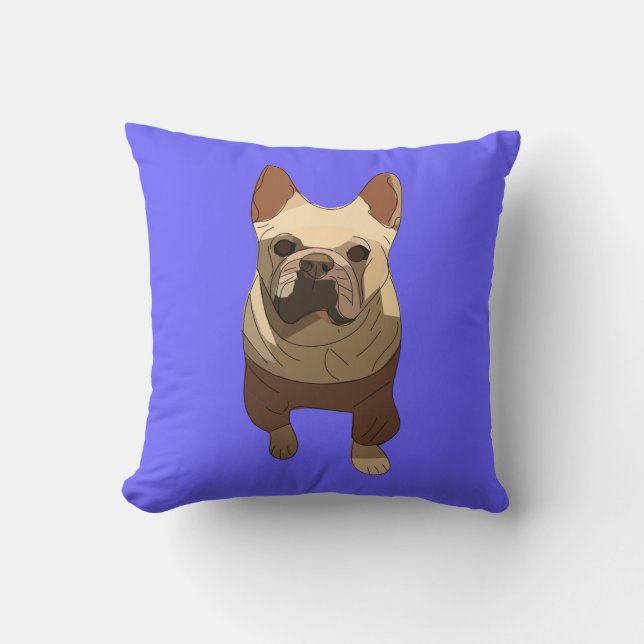 Franse Bulldog, Lavendel Paars Kussen (Voorkant)