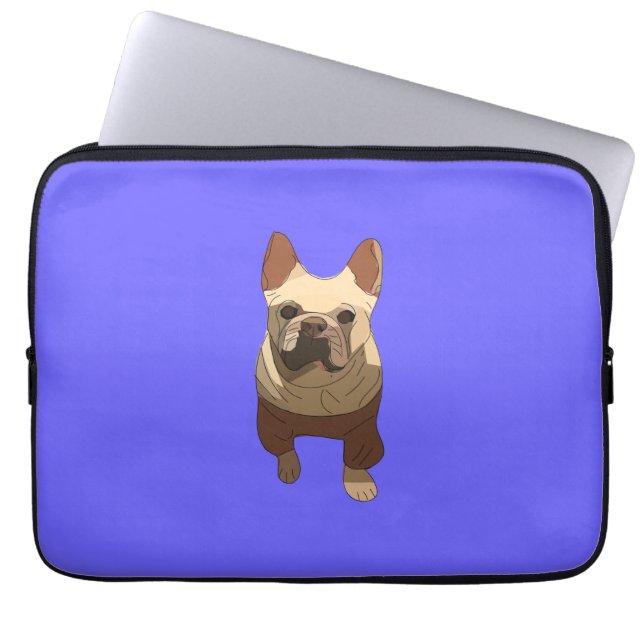 Franse Bulldog, Lavendel Paars Laptop Sleeve (Voorkant)
