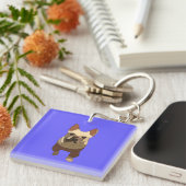 Franse Bulldog, Lavendel Paars Sleutelhanger (Voorkant Rechts)