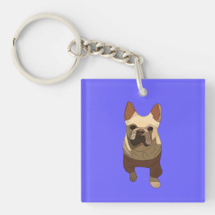 Franse Bulldog, Lavendel Paars Sleutelhanger
