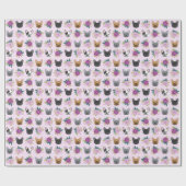 Franse Bulldog Lavender Florals Cadeaupapier (Vlak)