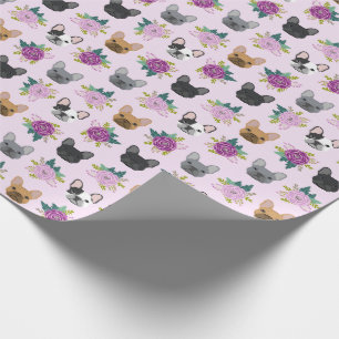 Franse Bulldog Lavender Florals Cadeaupapier