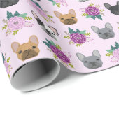Franse Bulldog Lavender Florals Cadeaupapier (Rol Hoek)