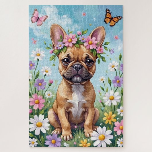 Franse Bulldog Lentere Krans Mopshond Legpuzzel (Verticaal)