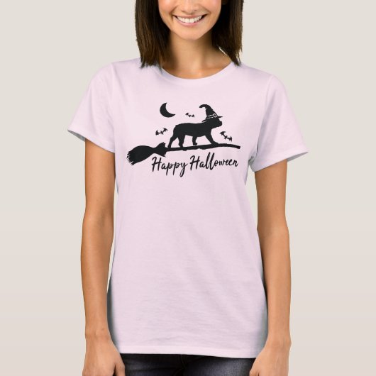 Franse Bulldog Leuke franchise Broomstick Hallowee T-shirt (Voorkant)