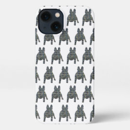 Franse Bulldog Leuke Hond Silhouet Raster Wit iPhone 13 Hoesje