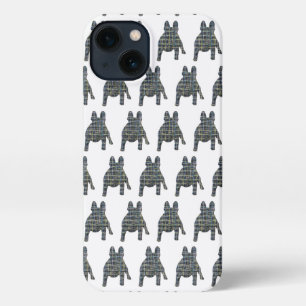 Franse Bulldog Leuke Hond Silhouet Raster Wit iPhone 13 Hoesje