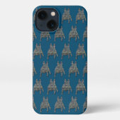 Franse Bulldog Leuke Hond Silhouet Raster Wit iPhone Hoesje (Achterkant)
