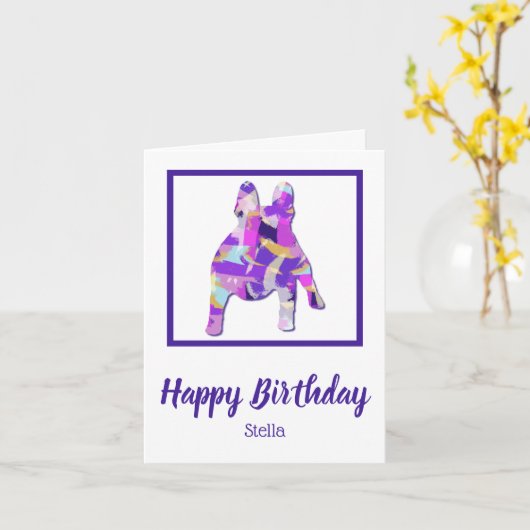 Franse Bulldog Leuke Pet Silhouet PPY & B Verjaard Kaart (Gele Bloem)