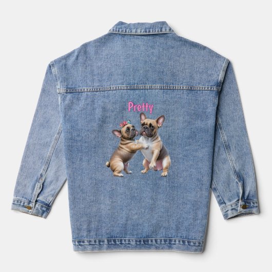 Franse Bulldog Liefde  Franse Bulldog Denim Jacket (Achterkant)