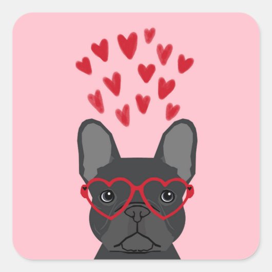 Franse Bulldog Liefde Stickers - schattig hondje (Voorkant)