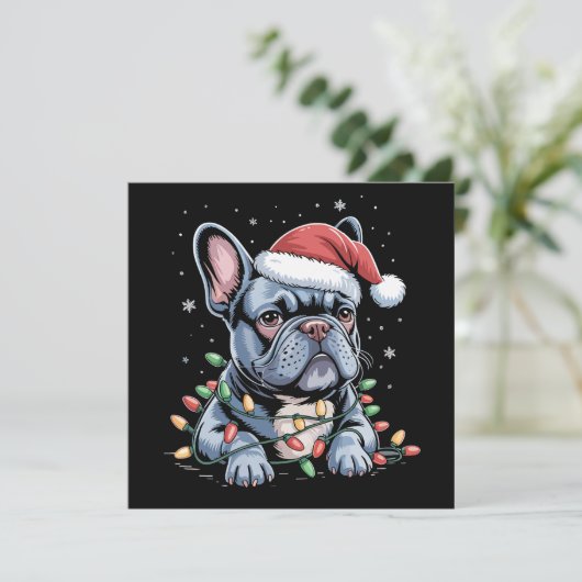 Franse Bulldog Liefhebber Frenchie Kerstmuts Kerst Feestdagenkaart (Staand voorkant)