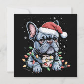 Franse Bulldog Liefhebber Frenchie Kerstmuts Kerst Feestdagenkaart (Voorkant)
