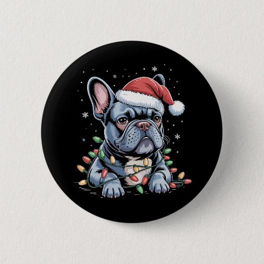 Franse Bulldog Liefhebber Frenchie Kerstmuts Kerst Ronde Button 5,7 Cm (Voorkant)