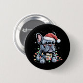 Franse Bulldog Liefhebber Frenchie Kerstmuts Kerst Ronde Button 5,7 Cm (Voorkant /achterkant)