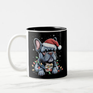 Franse Bulldog Liefhebber Frenchie Kerstmuts Kerst Tweekleurige Koffiemok