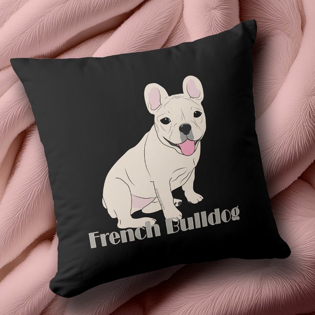 Franse Bulldog liefhebbers zwart Kussen (French Bulldog Lovers Black Throw Pillow with design both front & back. Great addition to your decor)