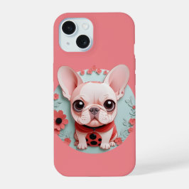 Franse Bulldog lieveheersbeestjes Bloemen Papier S iPhone 15 Case