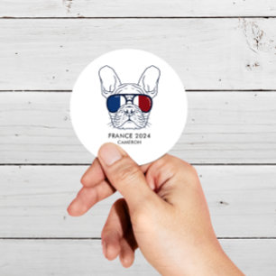 Franse Bulldog lijn Art Frankrijk 2024 aangepaste  Ronde Sticker