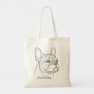 Franse Bulldog Lijntekening Aangepaste Huisdier Na Tote Bag