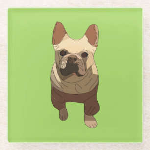 Franse Bulldog, Limoengroen Glazen Onderzetter