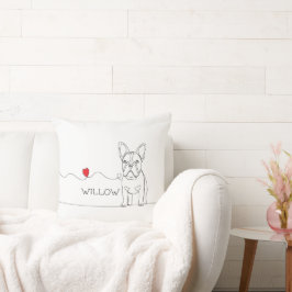 Franse Bulldog Line Art Bed met Naam Kussen