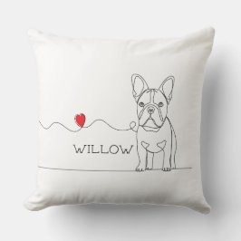 Franse Bulldog Line Art Bed met Naam Kussen