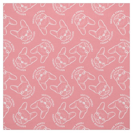 Franse Bulldog Line Art Stof (Swatch)