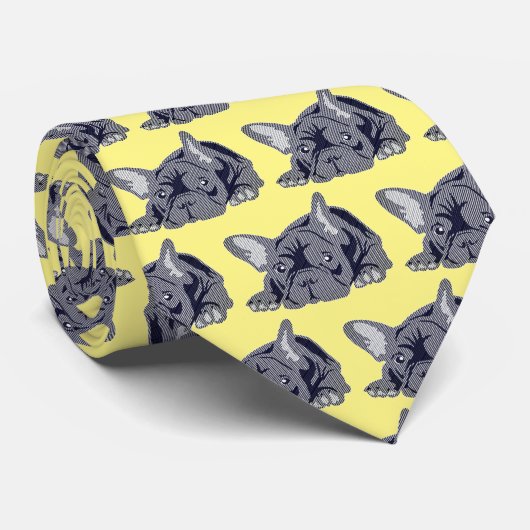 Franse Bulldog Lines Stropdas (Opgerold)