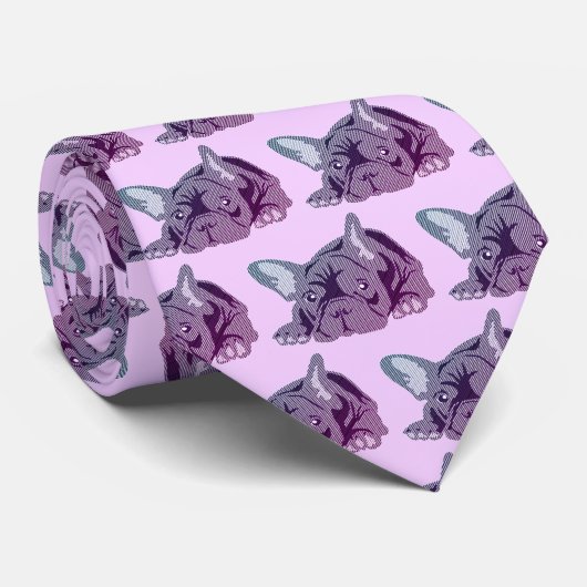 Franse Bulldog Lines Stropdas (Opgerold)