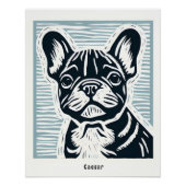 Franse bulldog linoryt poster (Voorkant)