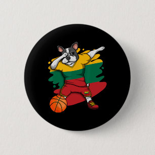 Franse Bulldog Litouwen Basketbal Fan Jersey Spo Ronde Button 5,7 Cm